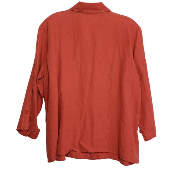 JM Collection Woman's 100% Linen Button Front Top, Size 14 - Picture 2 of 8